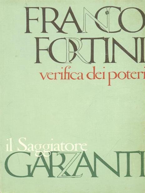 Verifica Dei Poeti - Fortini - copertina