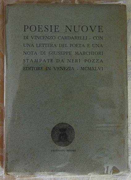 Poesie Nuove - Vincenzo Cardarelli - copertina