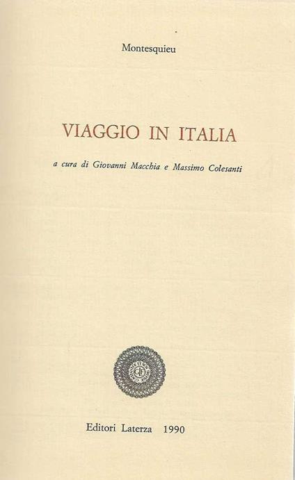 Viaggio in Italia - Charles L. de Montesquieu - copertina