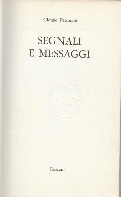 Segnali e messaggi - Giorgio Petrocchi - copertina