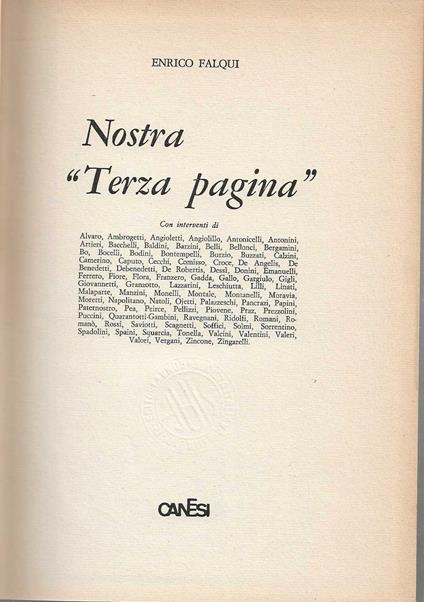  Nostra Terza Pagina  - Enrico Falqui - copertina