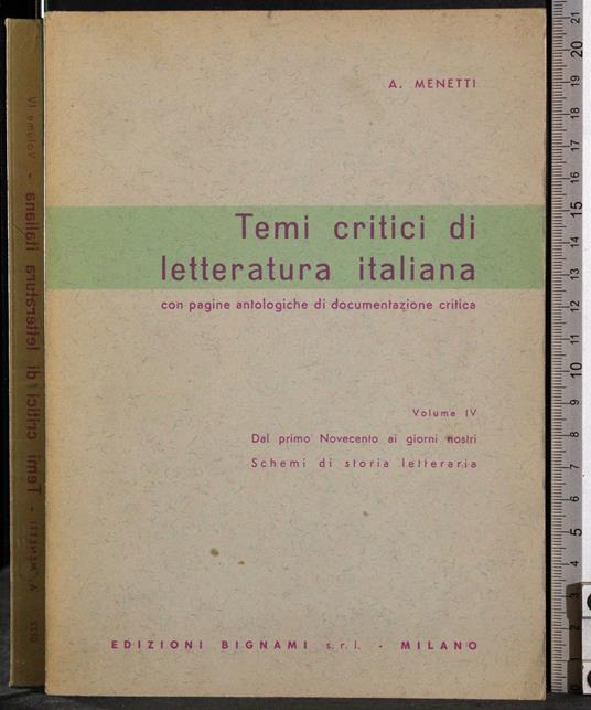 Temi critici di letteratura italiana Vol 4 - copertina