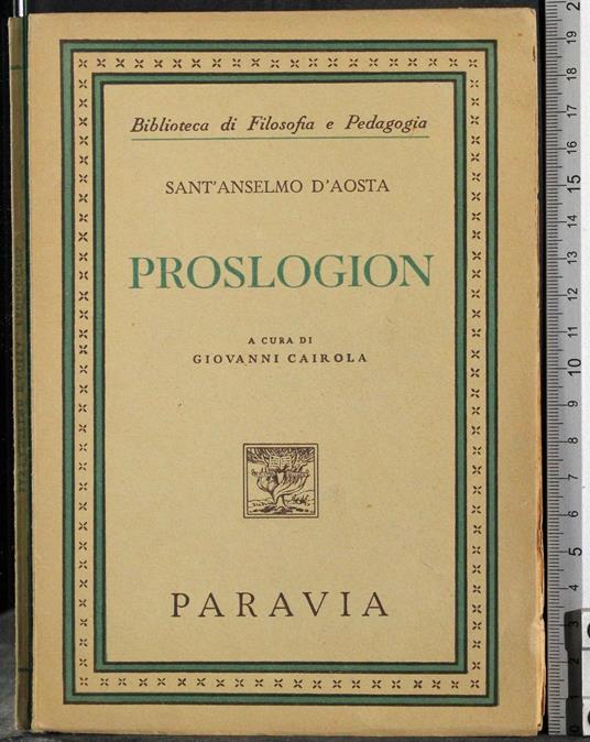 Proslogion - Anselmo d'Aosta (sant') - copertina