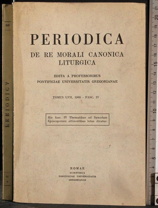 Periodica. De re morali canonica liturgica - G. Valerio Catullo - copertina