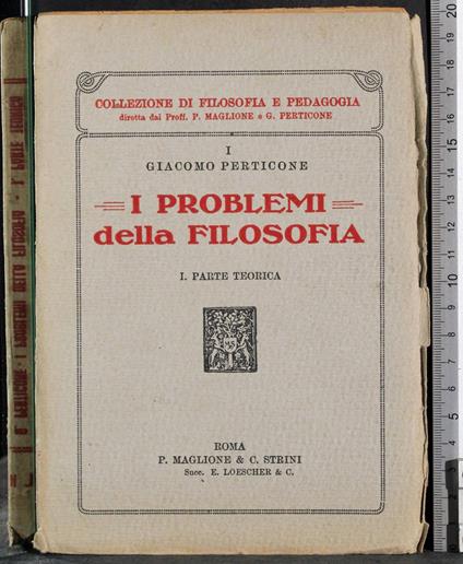 Problemi della filosofia I. Parte teorica - Giacomo Perticone - copertina