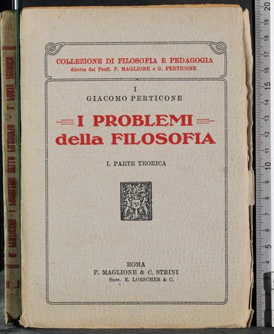 Problemi della filosofia I. Parte teorica - Giacomo Perticone - copertina