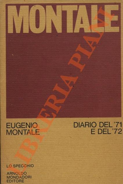 Diario del '71 e del '72 - Eugenio Montale - copertina