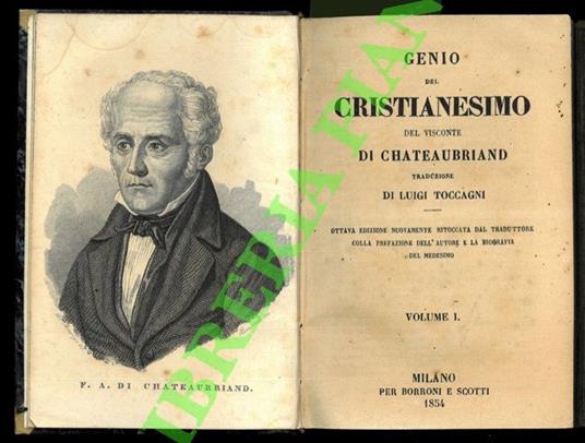 Genio del Cristianesimo. Traduzione di Luigi Toccagni. - François-René de Chateaubriand - copertina