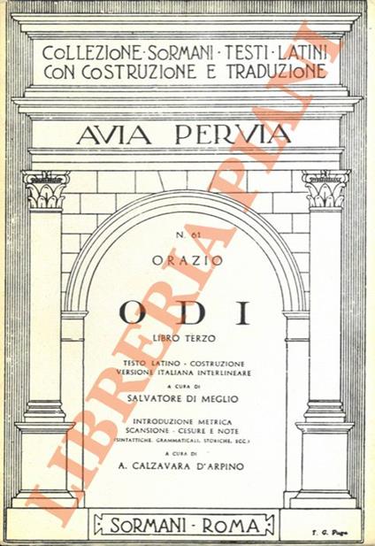 Odi. Libri terzo. - Quinto Orazio Flacco - copertina