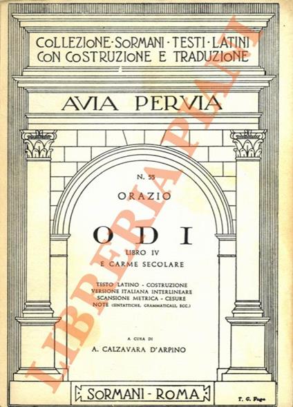 Odi. Libri IV e Carme secolare - Quinto Orazio Flacco - copertina