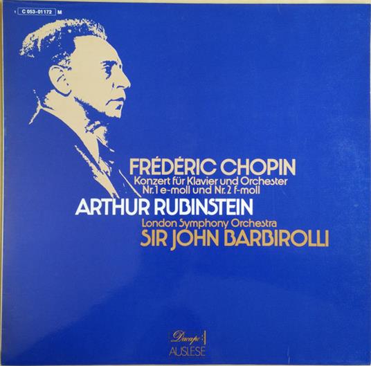 Concerto Per Pianoforte 1-2 - Vinile LP di Frederic Chopin,Sir John Barbirolli,Arthur Rubinstein