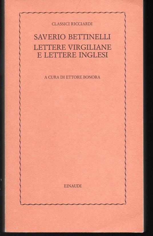 Lettere virgiliane e Lettere inglesi A cura di Ettore Bonora - Saverio Bettinelli - copertina