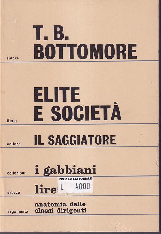 Elite e società - Thomas B. Bottomore - copertina