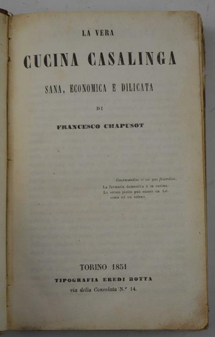 vera cucina casalinga sana, economica e dilicata - Francesco Chapusot - copertina