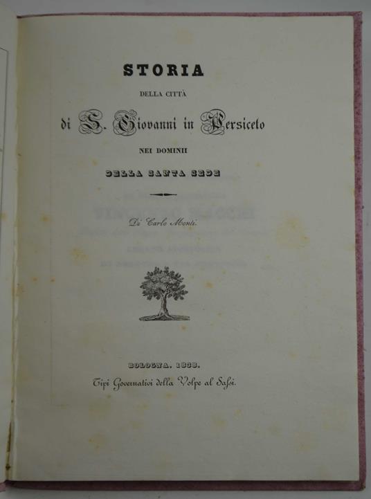 Storia della città di S. Giovanni in Persiceto nei domini della Santa Sede - Carlo Monti - copertina