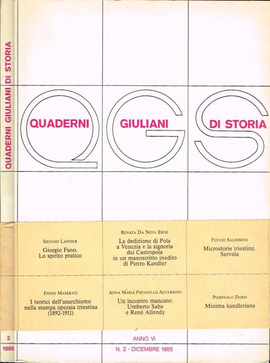 QGS Quaderni Giuliani di Storia - copertina