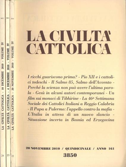 La civiltà cattolica nn. 22 - 23 - 24 Anno 2010 - copertina