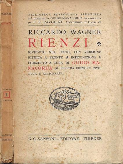 Rienzi - Richard Wagner - copertina