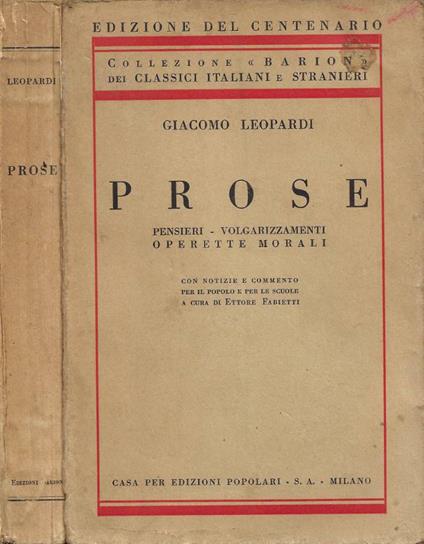 Prose - Giacomo Leopardi - copertina