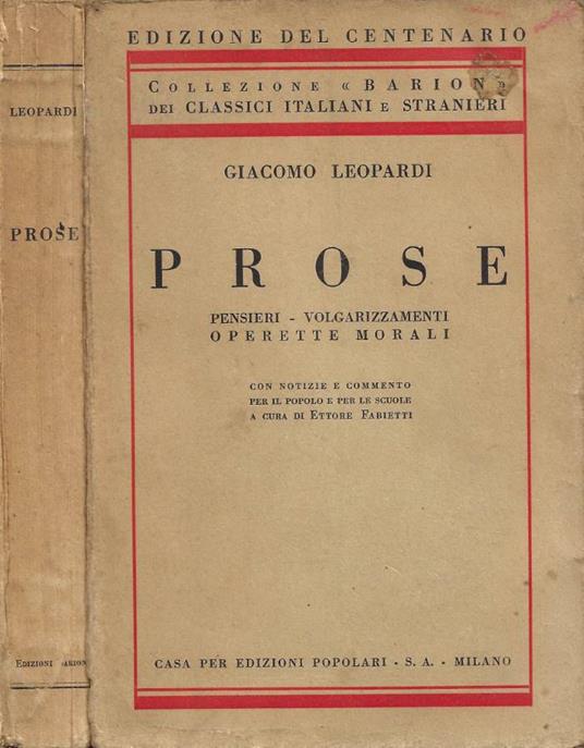 Prose - Giacomo Leopardi - copertina