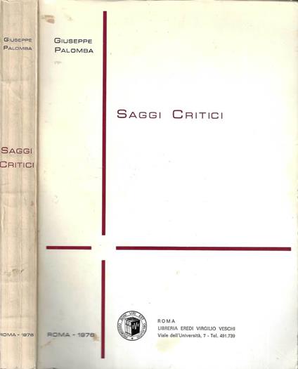 Saggi critici - Giuseppe Palomba - copertina