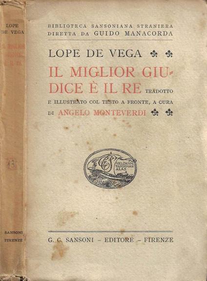 Il miglior giudice è il re - Lope de Vega - copertina