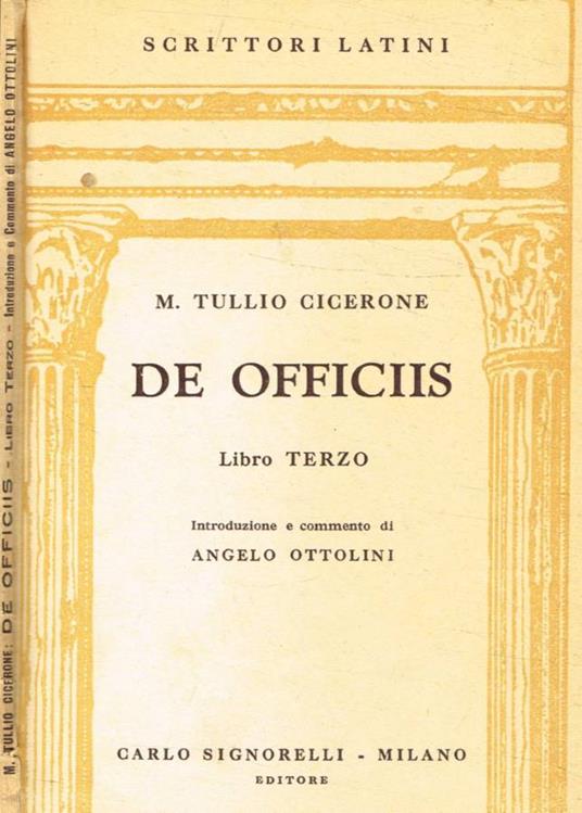 De Officiis libro terzo - M. Tullio Cicerone - copertina