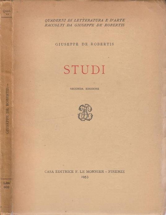 Studi - Giuseppe De Robertis - copertina