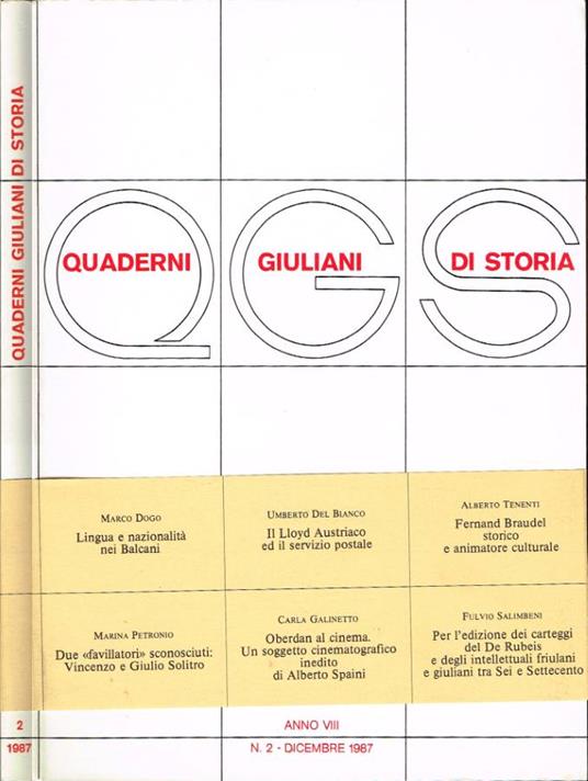 QGS Quaderni Giuliani di Storia - copertina