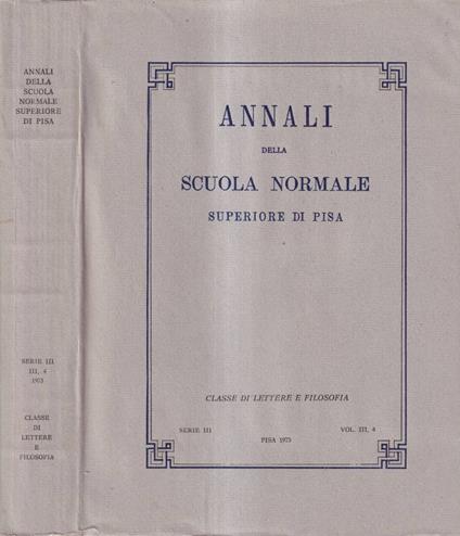 Annali della scuola Normale Superiore di Pisa, volume III, 4, serie III, 1973 - copertina