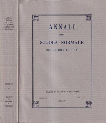 Annali della scuola Normale Superiore di Pisa, volume V, 2, serie III, 1975 - copertina