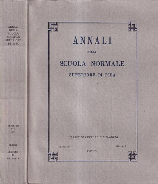 Annali della scuola Normale Superiore di Pisa, volume V, 2, serie III, 1975 - copertina