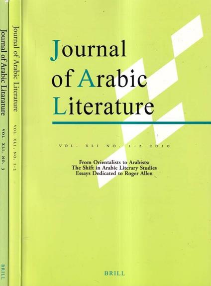 Journal of arabic literature, volume XLI, numero 1-2, 3, 2010 - copertina