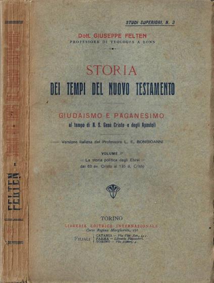 Storia dei tempi del Nuovo Testamento Vol. I - copertina