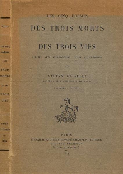 Les cinq poèmes des trois morts et des trois vifs - copertina