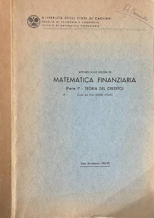 Appunti sulle lezioni di matematica finanziaria - copertina