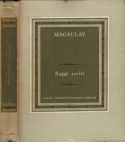 Saggi scelti - Thomas Babington Macaulay - copertina