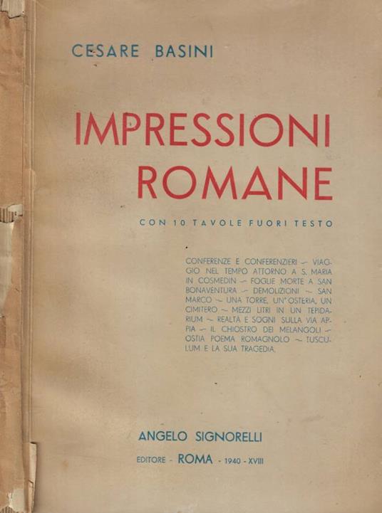Impressioni romane (autografo) - Cesare Basini - copertina