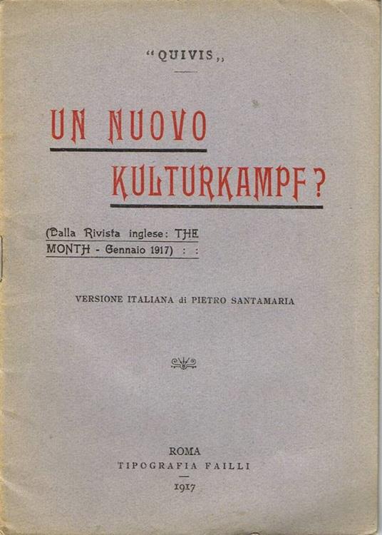 Un nuovo Kulturkampf? - Quivis - copertina