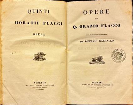 Opere di Q. Orazio Flacco. Satire di Tito Petronio Arbitro. Due opere in un volume - copertina