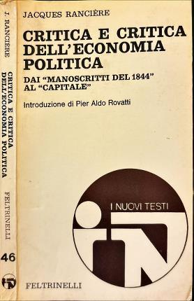 Critica e critica dell' economia politica - Jacques Rancière - copertina