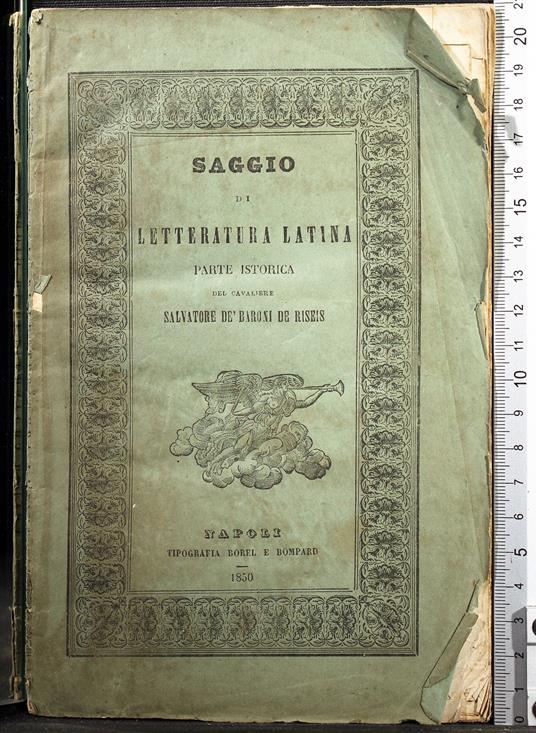 Saggio Di Letteratura Latina. Parte Istorica - copertina