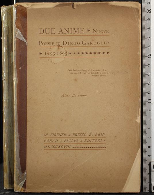 Due Anime. Nuove Poesie 1893-1895 - Diego Garoglio - copertina