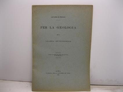 Per la geologia della Calabria settentrionale - Giovanni Di Stefano - copertina