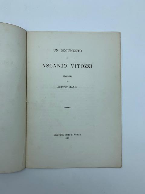 Un documento su Ascanio Vitozzi trascritto da Antonio Manno - Antonio Manno - copertina