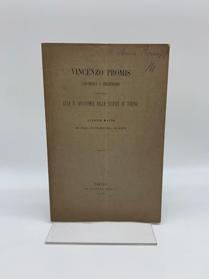 Vincenzo Promis numismatico e bibliotecario ricordato alla R. Accademia delle Scienze di Torino - Antonio Manno - copertina