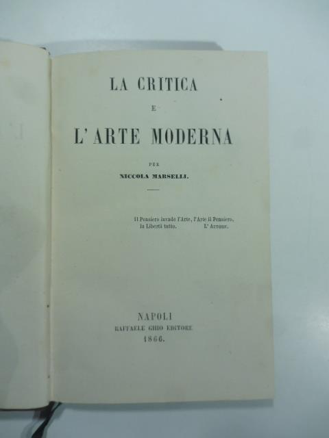 La critica e l'arte moderna - Nicola Marselli - copertina