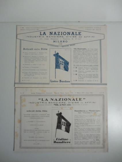 La Nazionale. Industria bandiere divise ed affini, 2 cataloghi - copertina