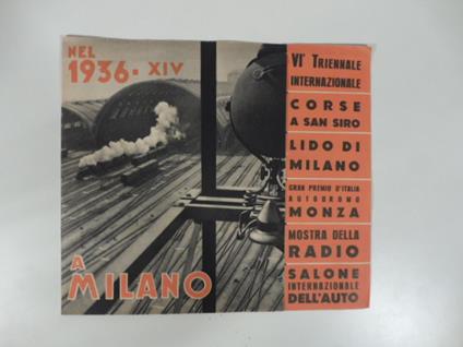Nel 1936 a Milano. Pieghevole pubblicitario delle manifestazioni legate alla VI triennale - copertina