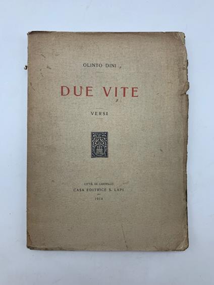 Due vite. Versi - Olinto Dini - copertina